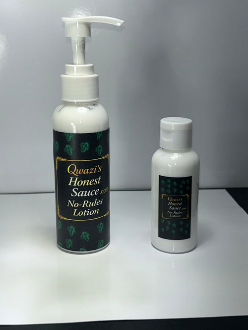 4 oz — Qwazi’s Honest Sauce “No-Rules Lotion” (Scented) includes free 2 ounce sample